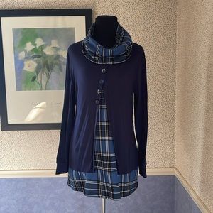 Ladies, long sleeve tunic top/dress decorative Cowl neckline